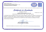 Certificado de Acreditação SARON Certificações Cgcre/Inmetro